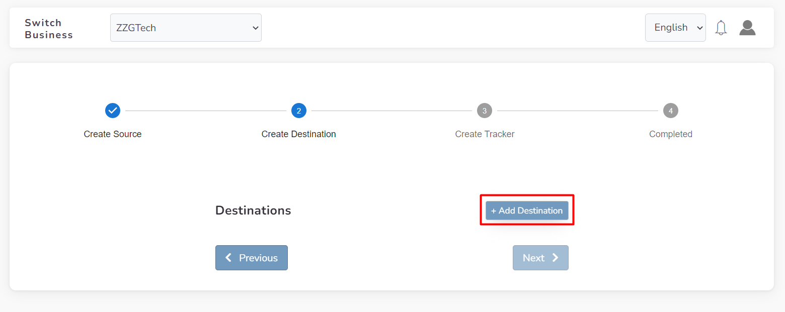 Adding Destination Step