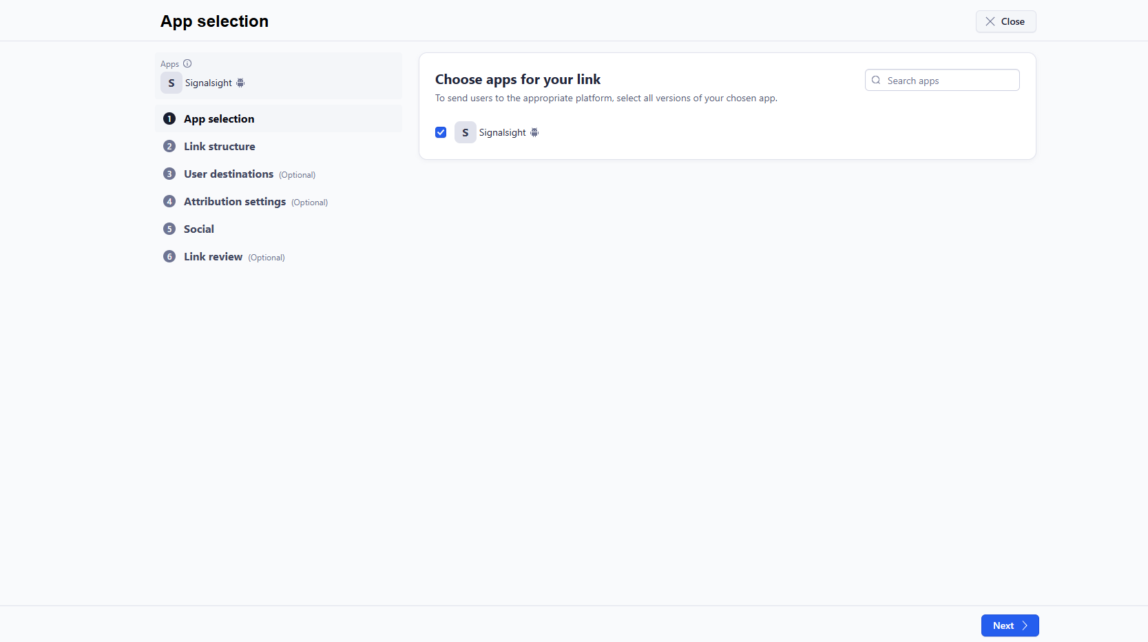 Adjust OneLink creation — step 1