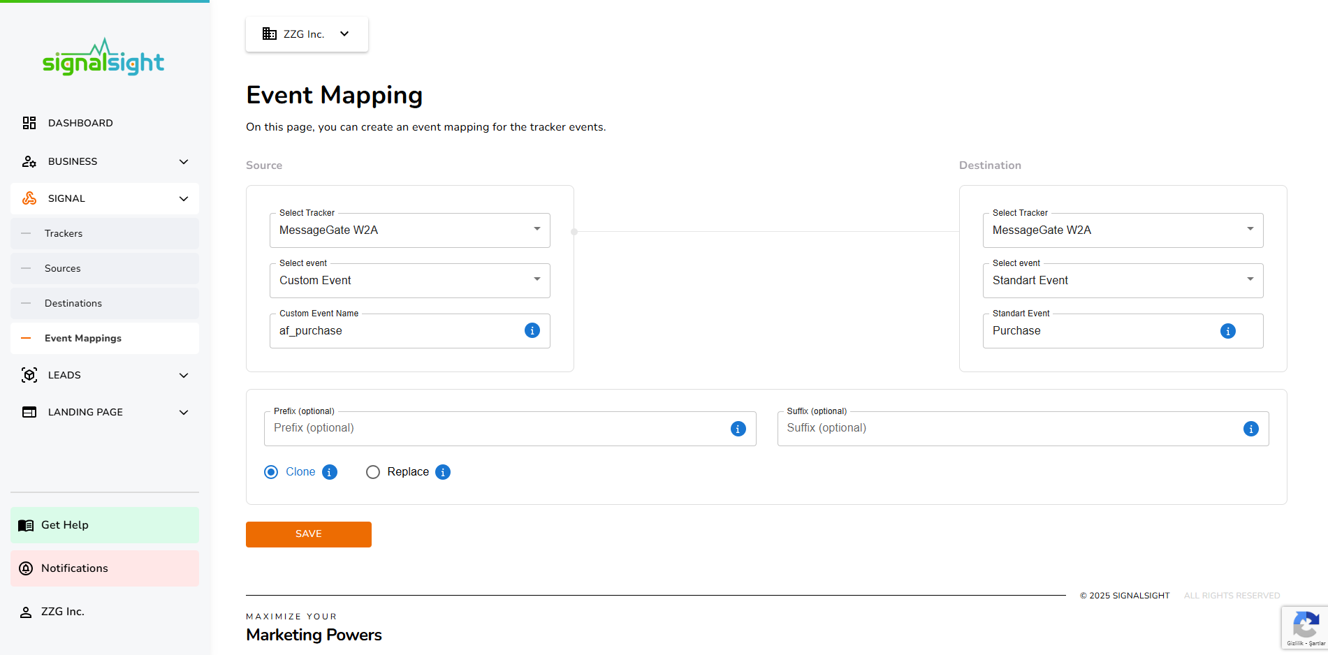 AppsFlyer event mapping — step 1