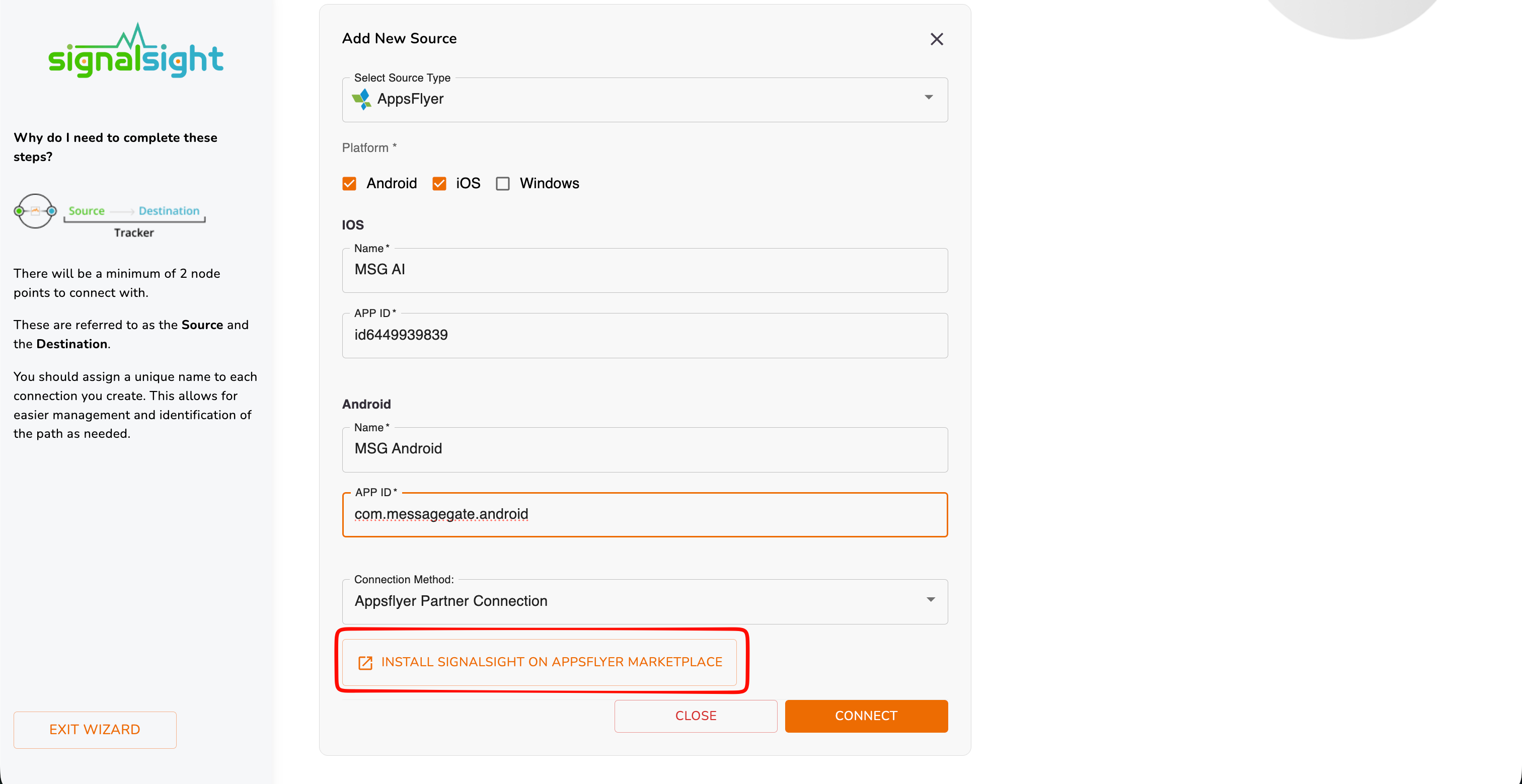 AppsFlyer Partner Marketplace — install SignalSight integration