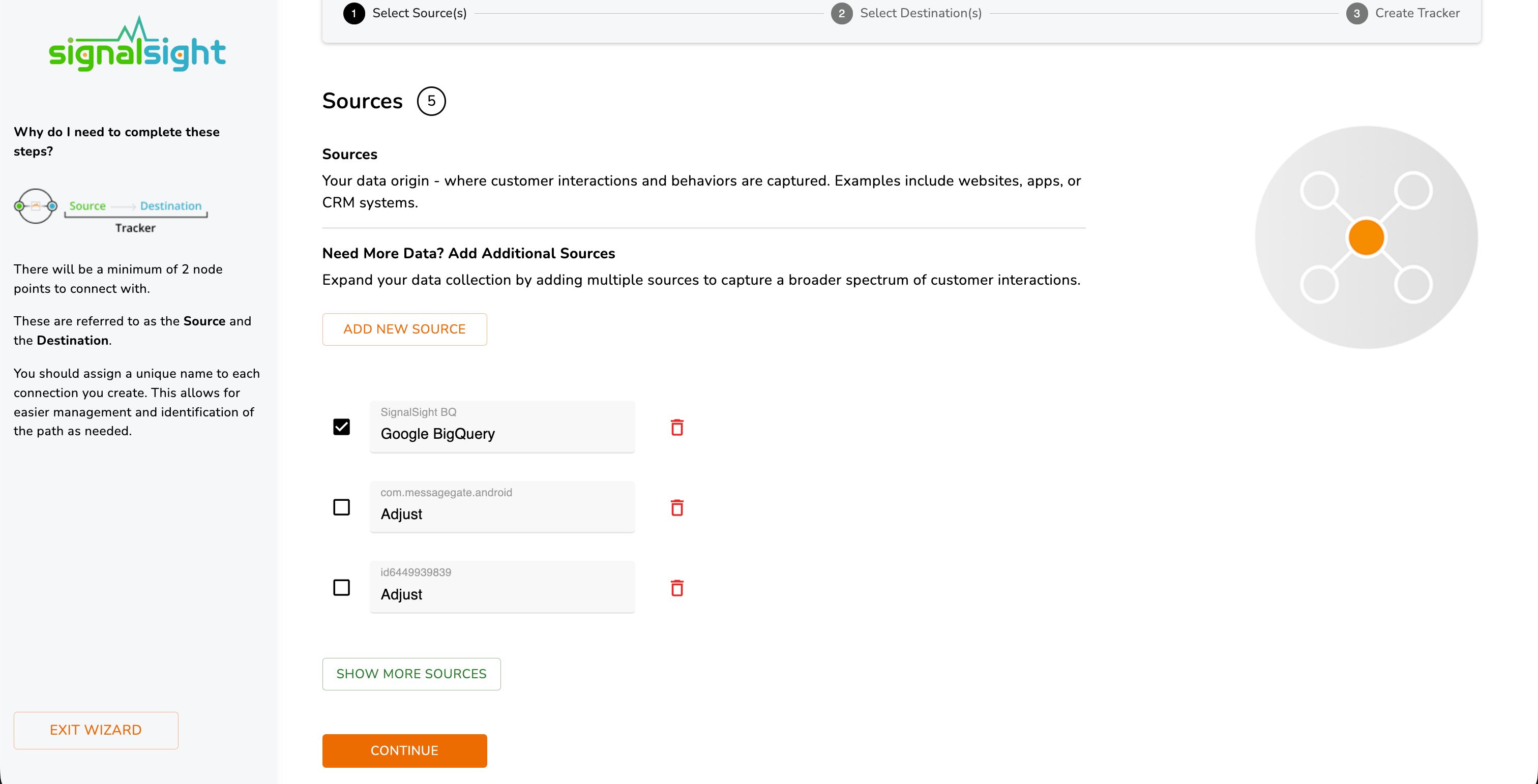 Tracker wizard — Google BigQuery source selected