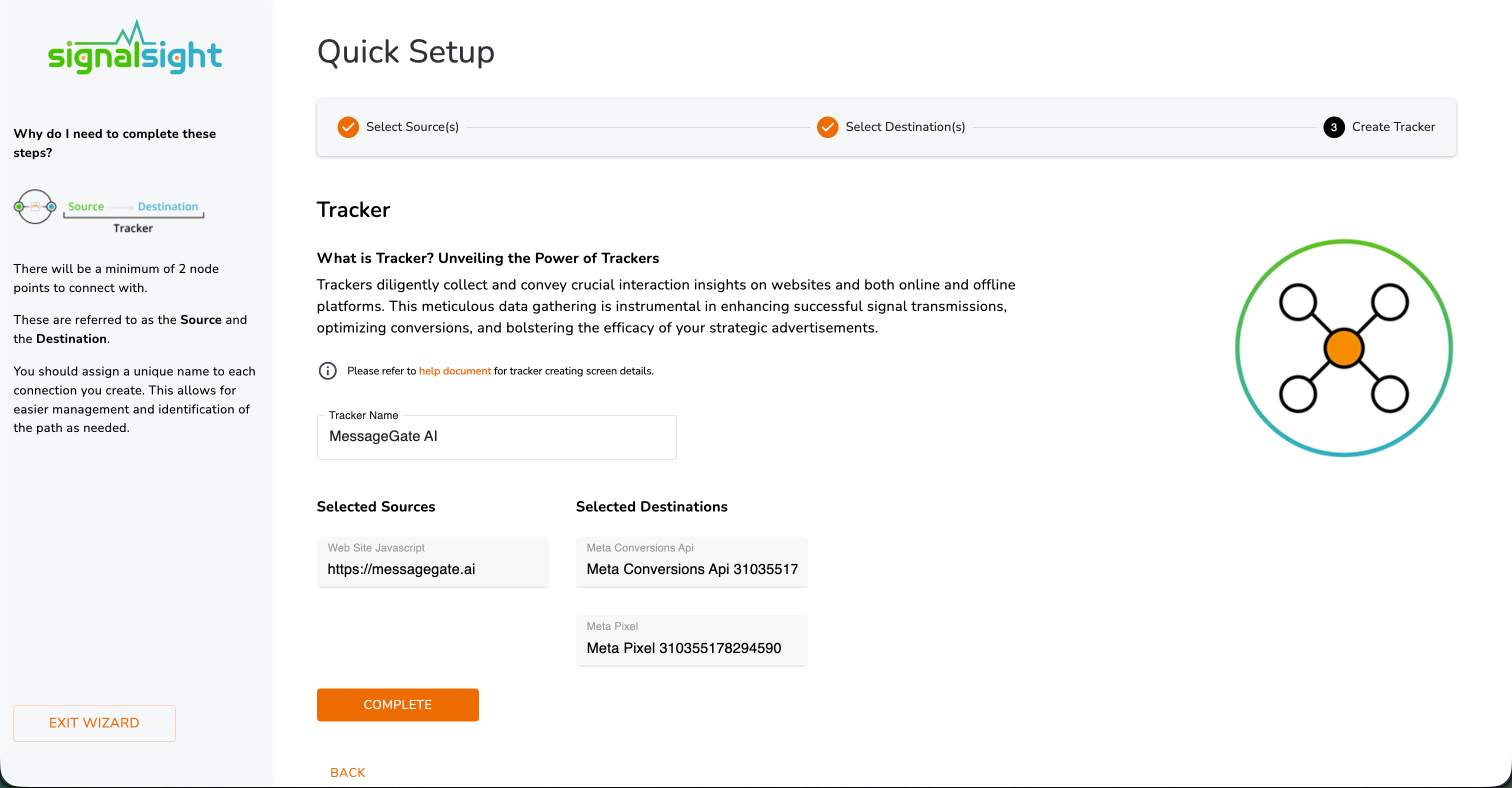 Tracker wizard — name and review