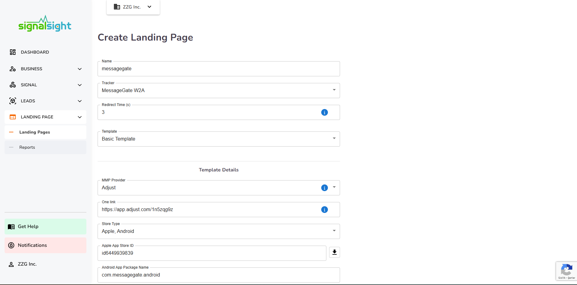Creating a landing page