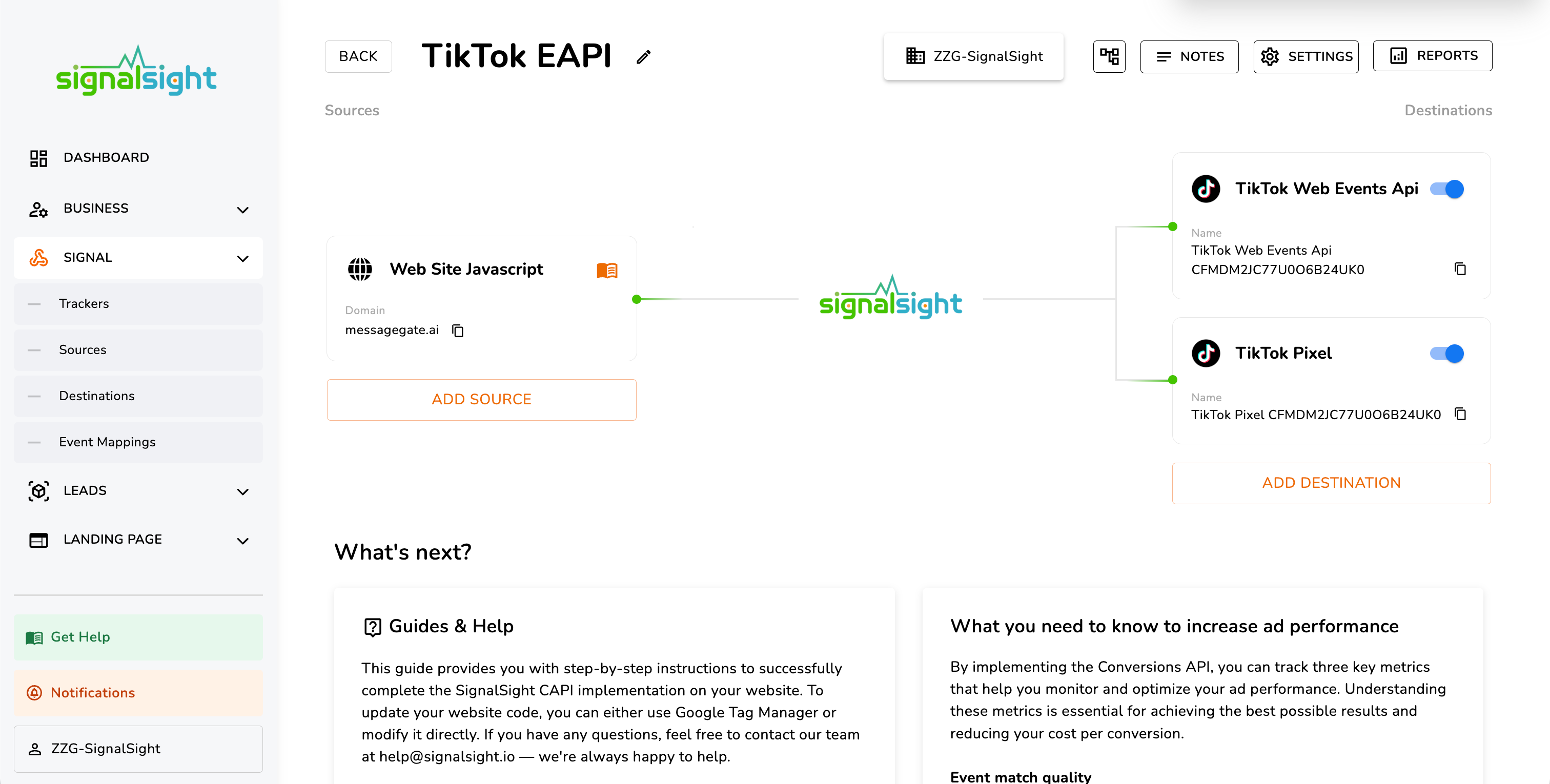 Selecting TikTok advertiser account and Pixel