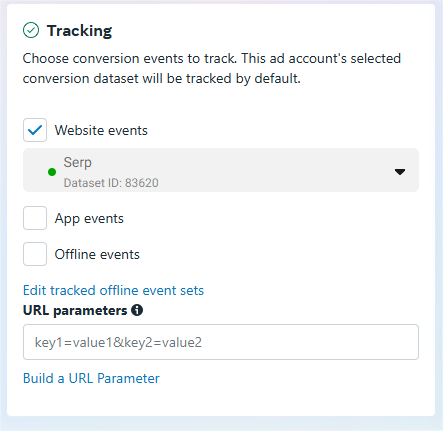 Meta campaign — tracking section